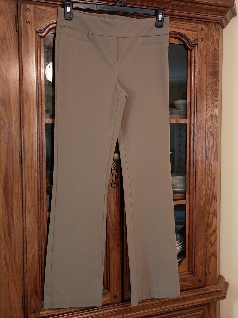 Straight Leg Stretch Pants in Taupe